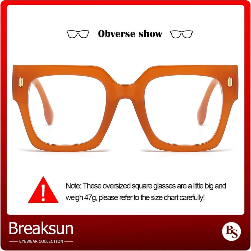 Breaksun Fashion Oversized Blue Light Blocking Glasses for Women Men Trendy Big Square Frame Computer Eyeglasses - Image 4